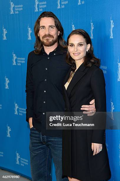 Actors Christian Bale and Natalie Portman attend the 'Knight of Cups' photocall during the 65th Berlinale International Film Festival at Grand Hyatt...