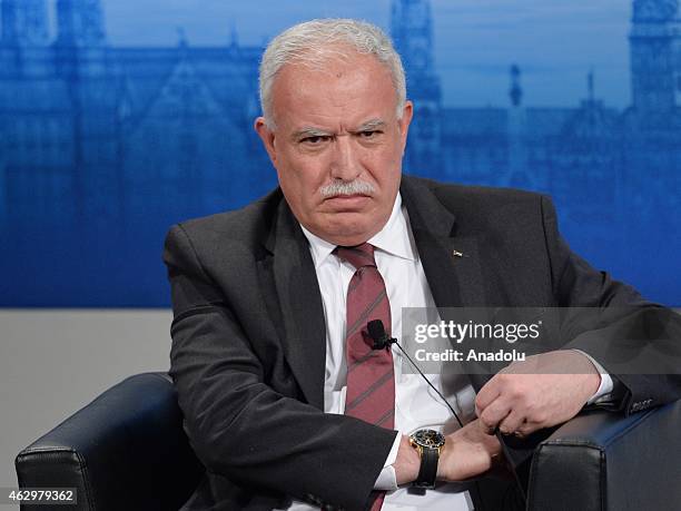 Palestinian Minister of Foreign Affairs Riad al-Maliki attends at the 51st Security Conference in Munich on February 08, 2015. The conference on...