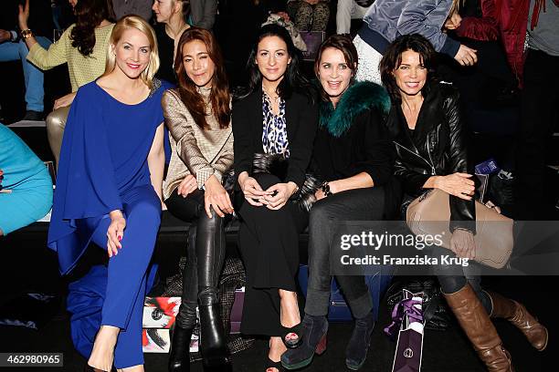 Judith Rakers, Angela Gessmann, Minu Barati-Fischer, Anja Kling and Gerit Kling attend the Laurel show during Mercedes-Benz Fashion Week...