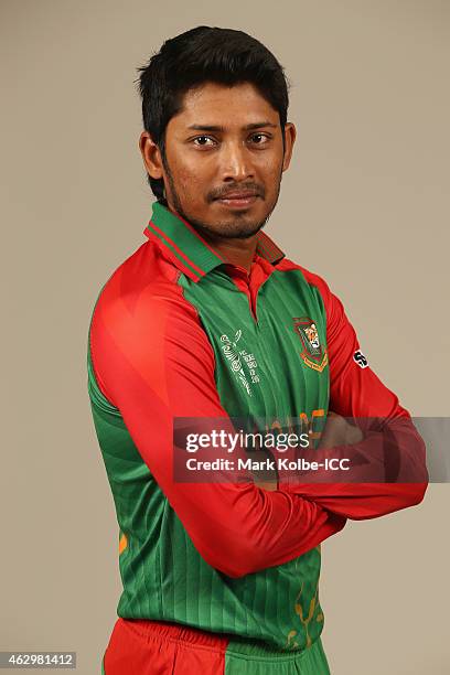 Anamul Haque Bijoy poses during the Bangladesh 2015 ICC Cricket World Cup Headshots Session at the Sheraton Hotel on February 8, 2015 in Sydney,...