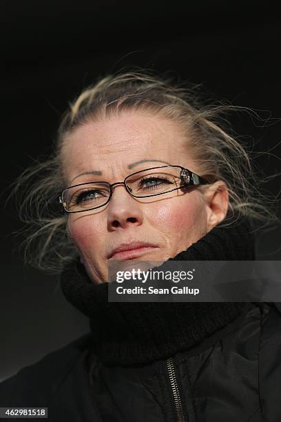 Kathrin Oertel, former spokeswoman for Pegida and now head of the DDfE , attends the first DDfE rally on February 8, 2015 in Dresden, Germany. Oertel...