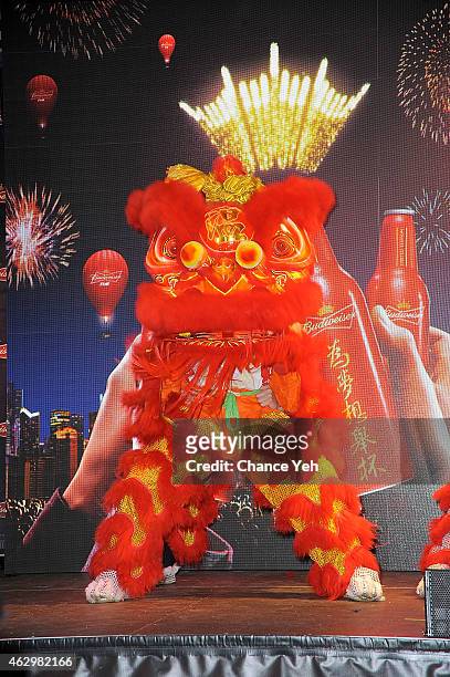 Atmosphere of Maggie Q Toasts The Chinese New Year at Times Square on February 7, 2015 in New York City.