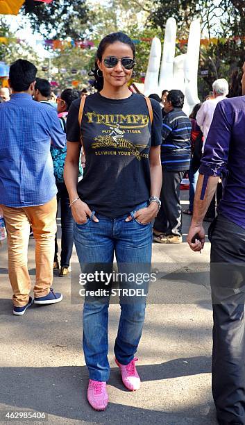 Indian Bollywood actress Gul Panag is pictured at the Kala Ghoda Arts Festival in Mumbai on February 8, 2015. AFP PHOTO/STR