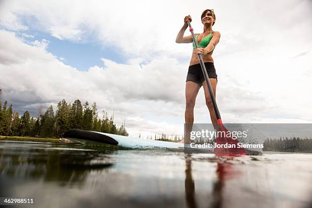 stand up paddle boarding. - remo em pé imagens e fotografias de stock