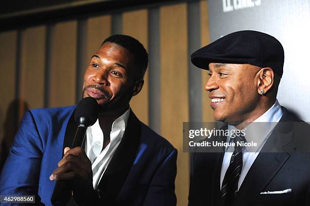 Michael Strahan and LL Cool J at the Hennessy Toasts Achievements In Music With GRAMMY Awards Host LL COOL J And NFL Hall Of Famer Michael Strahan on...