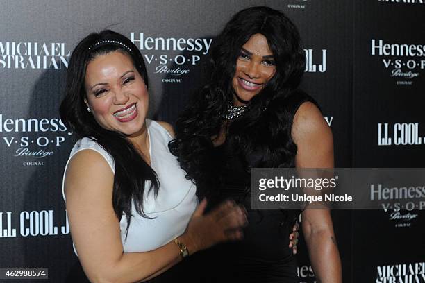 Salt N Pepa arrive at the Hennessy Toasts Achievements In Music With GRAMMY Awards Host LL COOL J And NFL Hall Of Famer Michael Strahan on February...