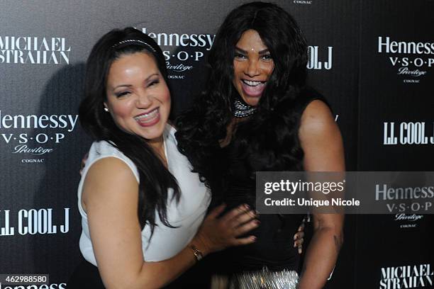 Salt N Pepa arrive at the Hennessy Toasts Achievements In Music With GRAMMY Awards Host LL COOL J And NFL Hall Of Famer Michael Strahan on February...