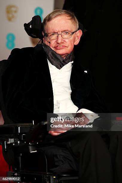 Stephen Hawking attends the EE British Academy Film Awards at The Royal Opera House on February 8, 2015 in London, England.