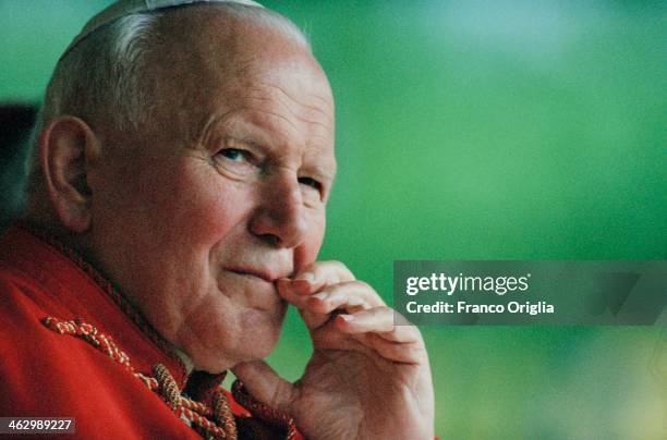 Pope John Paul II during his official visit to Como in the Italian region of Lombardy on May 5, 1995 in Como, Italy.