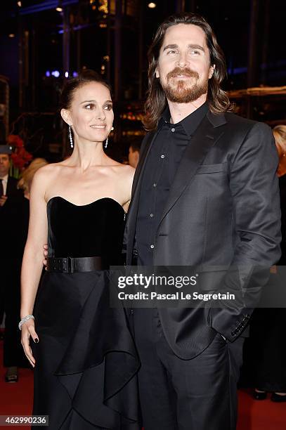 Actress Natalie Portman and Christian Bale attend the 'Knight of Cups' premiere during the 65th Berlinale International Film Festival at Berlinale...