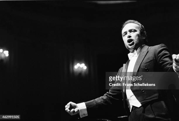 José Carreras, vocal, performs at the Concertgebouw on 14th March 1990 in Amsterdam, the Netherlands.