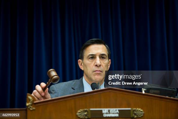Committee Chairman Rep. Darrell Issa strikes the gavel at the beginning a House Oversight Committee hearing concerning the security of the...
