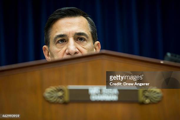 Committee Chairman Rep. Darrell Issa looks on during a House Oversight Committee hearing concerning the security of the Healthcare.gov website, in...