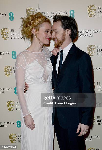 Anne-Marie Duff and James McAvoy attend the EE British Academy Film Awards at The Royal Opera House on February 8, 2015 in London, England.