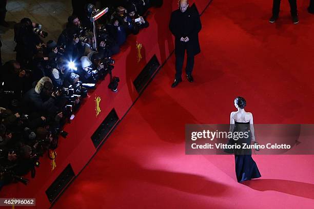 Actress Natalie Portman attends the 'Knight of Cups' premiere during the 65th Berlinale International Film Festival at Berlinale Palace on February...