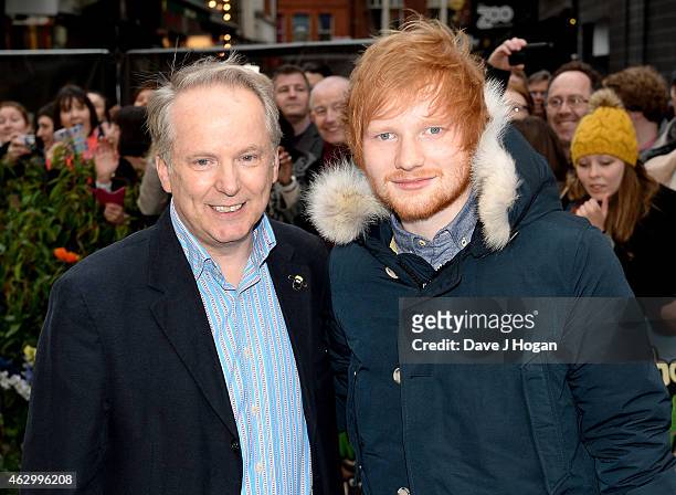 Ed Sheeran and Nick Park attend the European premiere of "Shaun The Sheep Movie" at Vue Leicester Square on January 25, 2015 in London, England.