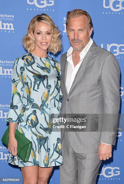 Kevin Costner and his wife Christine Baumgartner attend the World Premiere of "McFarland, USA" duirng Closing Night of the 30th Annual Santa Barbara...
