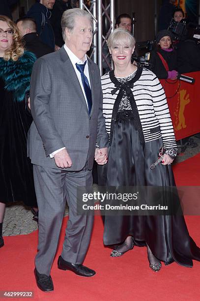 Brian Wilson and Melinda Ledbetter attend the 'Love & Mercy' premiere during the 65th Berlinale International Film Festival at Friedrichstadt-Palast...