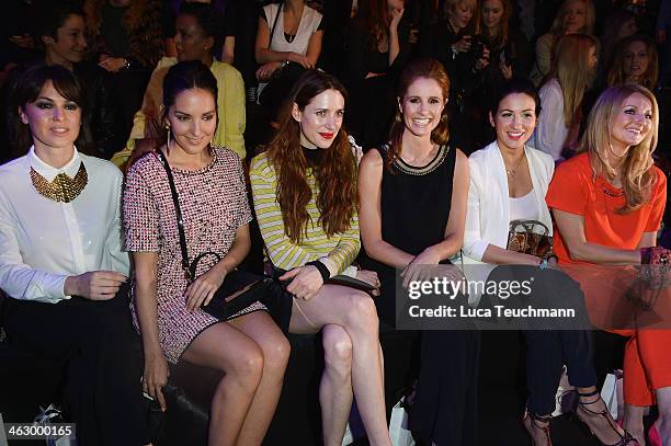 Natalia Avelon, Johanna Klum , Julia Malik , Mareile Hoeppner, Minu Barati-Fischer and Frauke Ludowig attends the Marc Cain show during Mercedes-Benz...