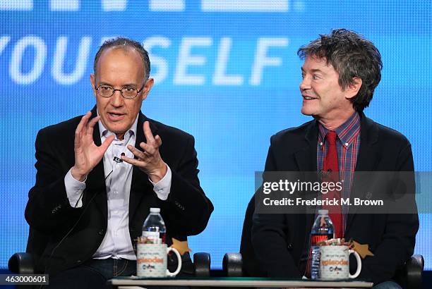 David Crane, Executive Producer & Writer, and Jeffrey Klarik, Executive Producer & Writer, speak onstage during the 'Episodes ' panel discussion at...
