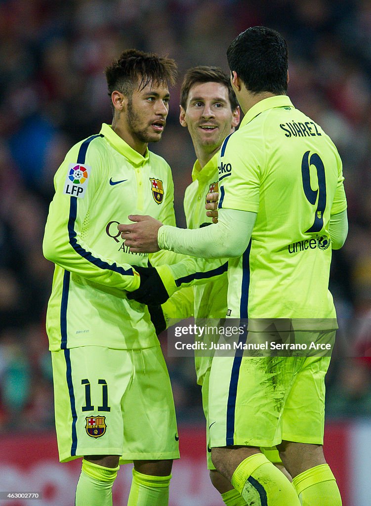 Lionel Messi of FC Barcelona celebrates after scoring during the La