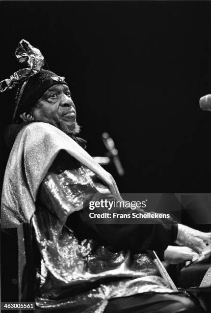 Sun Ra, piano, performs at Jazz Middelheim on 10th March 1990 in Amsterdam, the Netherlands.