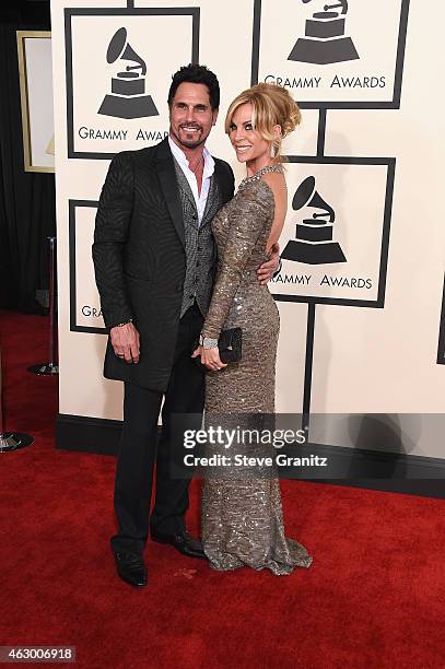 Actors Don Diamont and Cindy Ambuehl attend The 57th Annual GRAMMY Awards at the STAPLES Center on February 8, 2015 in Los Angeles, California.