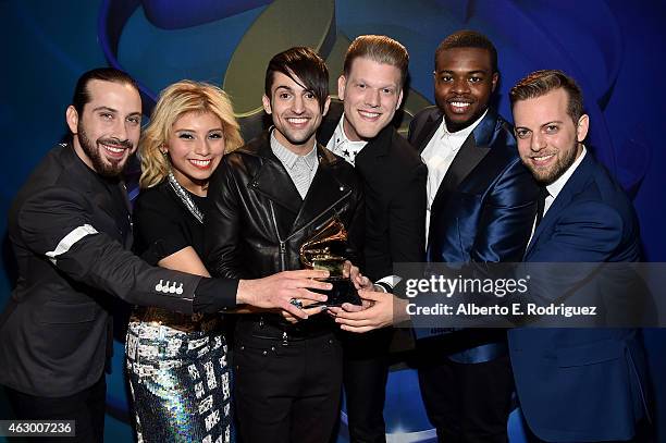 Winners of Best Arrangement, Instrumental Or A Cappella Avi Kaplan, Kirstie Maldonado, Mitch Grass, Scott Hoying, Kevin Olusola, and Ben Bram of...