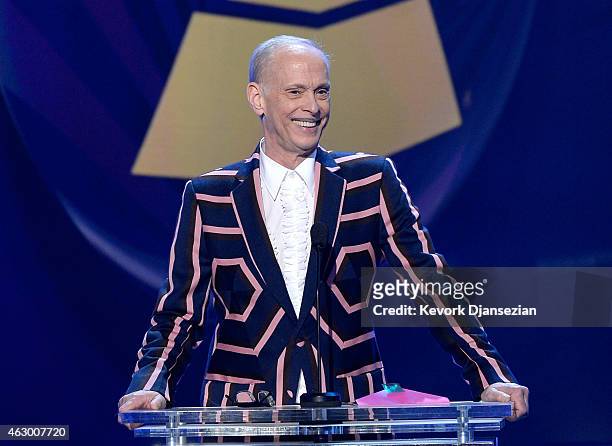 Filmmaker John Waters speaks onstage during the The 57th Annual GRAMMY Awards Premiere Ceremony at Nokia Theatre L.A. Live on February 8, 2015 in Los...