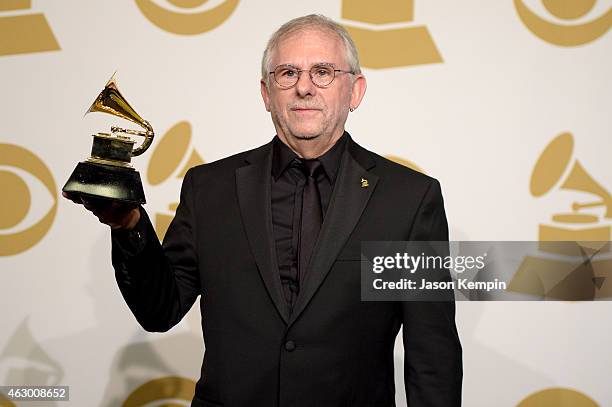 Producer Elliot Scheiner, winner of Best Surround Sound Album for 'Beyonce,' poses in the Deadline Photo Room during The 57th Annual GRAMMY Awards at...