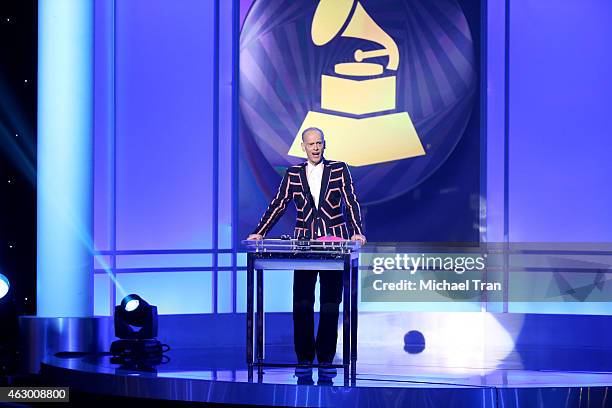 Filmmaker John Waters speaks onstage during The 57th Annual GRAMMY Awards premiere ceremony at STAPLES Center on February 8, 2015 in Los Angeles,...