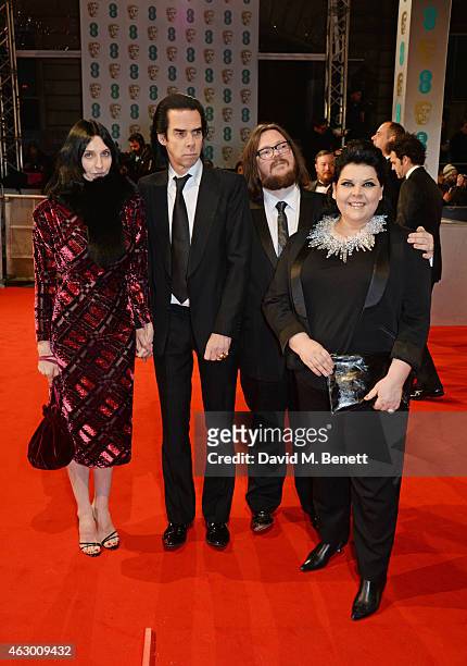Susie Bick, Nick Cave, Iain Forsyth and Jane Pollard attend the EE British Academy Film Awards at The Royal Opera House on February 8, 2015 in...