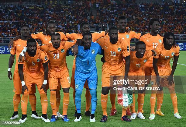 Ivory Coast's squad defender Serge Aurier, defender Serge Wilfried Kanon, defender Kolo Toure, defender Eric Bailly, forward Wilfried Bony, defender...