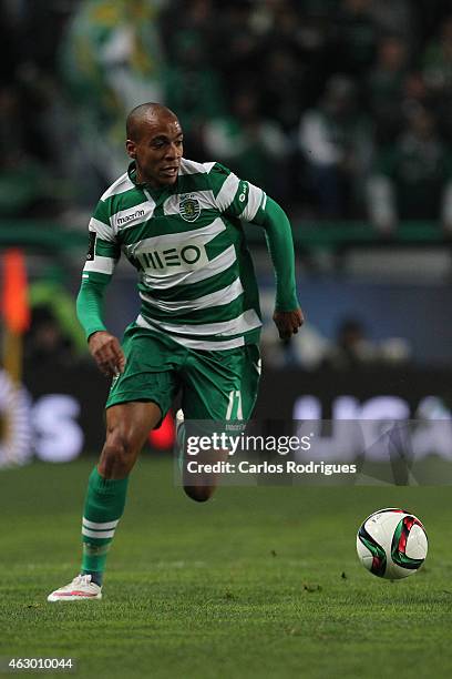 Sporting's midfielder Joao Mario during the Primeira Liga match between Sporting CP and SL Benfica at Estadio Jose Alvalade on February 08, 2015 in...