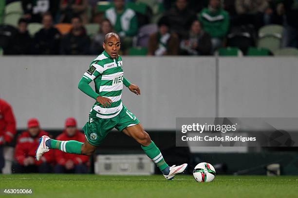 Sporting's midfielder Joao Mario during the Primeira Liga match between Sporting CP and SL Benfica at Estadio Jose Alvalade on February 08, 2015 in...