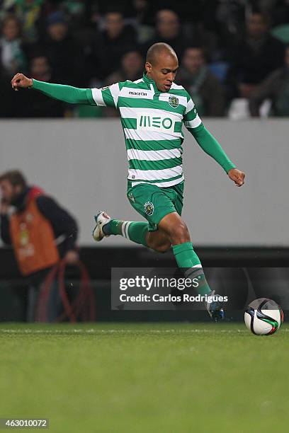 Sporting's midfielder Joao Mario during the Primeira Liga match between Sporting CP and SL Benfica at Estadio Jose Alvalade on February 08, 2015 in...