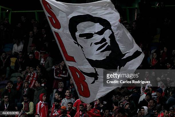 Benfica supporters during the Primeira Liga match between Sporting CP and SL Benfica at Estadio Jose Alvalade on February 08, 2015 in Lisbon,...