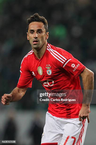 Benfica's forward Jonas during the Primeira Liga match between Sporting CP and SL Benfica at Estadio Jose Alvalade on February 08, 2015 in Lisbon,...