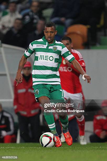 Sporting's midfielder Nani during the Primeira Liga match between Sporting CP and SL Benfica at Estadio Jose Alvalade on February 08, 2015 in Lisbon,...