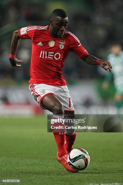 Benfica's forward Ola John during the Primeira Liga match between Sporting CP and SL Benfica at Estadio Jose Alvalade on February 08, 2015 in Lisbon,...