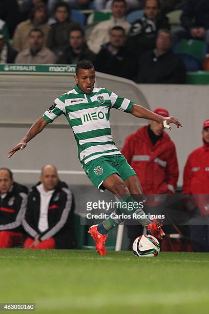 Sporting's midfielder Nani during the Primeira Liga match between Sporting CP and SL Benfica at Estadio Jose Alvalade on February 08, 2015 in Lisbon,...