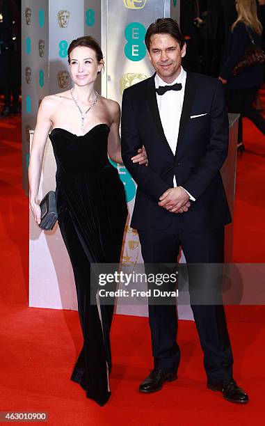 Claire Forlani and Dougray Scott attend the EE British Academy Film awards at The Royal Opera House on February 8, 2015 in London, England.