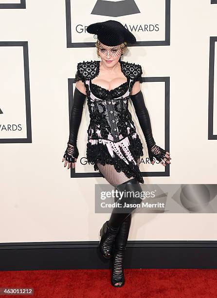 Singer Madonna attends The 57th Annual GRAMMY Awards at the STAPLES Center on February 8, 2015 in Los Angeles, California.