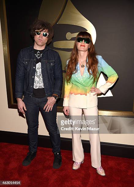 Ryan Adams and Jenny Lewis attend The 57th Annual GRAMMY Awards at the STAPLES Center on February 8, 2015 in Los Angeles, California.