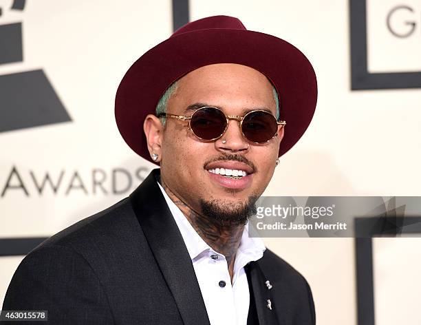 Singer Chris Brown attends The 57th Annual GRAMMY Awards at the STAPLES Center on February 8, 2015 in Los Angeles, California.