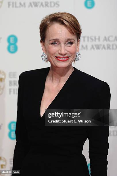 Kristin Scott Thomas poses in the winners room at the EE British Academy Film Awards at The Royal Opera House on February 8, 2015 in London, England.