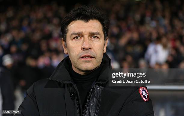 Head coach of Lyon Hubert Fournier looks on during the French Ligue 1 match between Olympique Lyonnais and Paris Saint-Germain FC at Stade de Gerland...