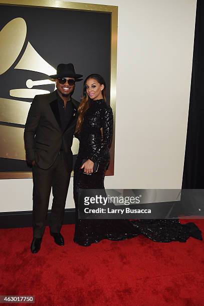 Recording Artist Ne-Yo and Crystal Renay attend The 57th Annual GRAMMY Awards at the STAPLES Center on February 8, 2015 in Los Angeles, California.