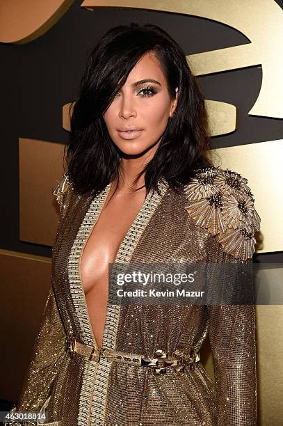 Kim Kardashian attends The 57th Annual GRAMMY Awards at the STAPLES Center on February 8, 2015 in Los Angeles, California.