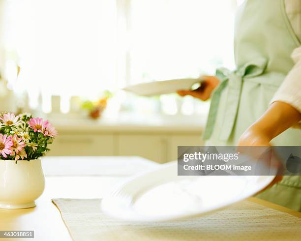 close-up of woman holding plate - empty plate side view stock pictures, royalty-free photos & images